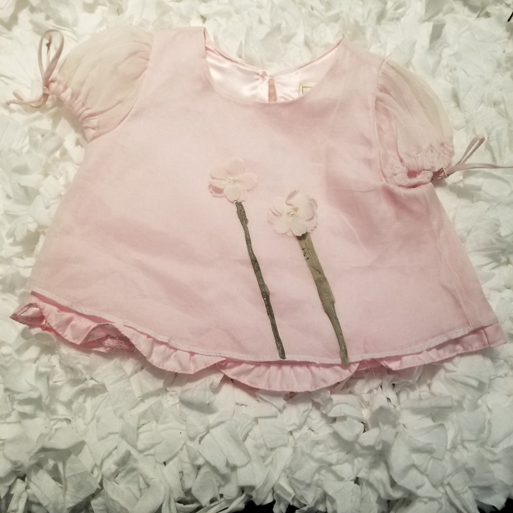 Rosetta Millington Pink Floral Applique Top.